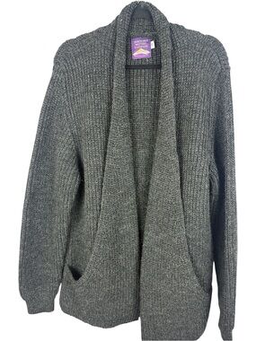 Northern Watters Knitwear 100% Wool Shawl Collar Open Cardigan Charcoal Grey 40